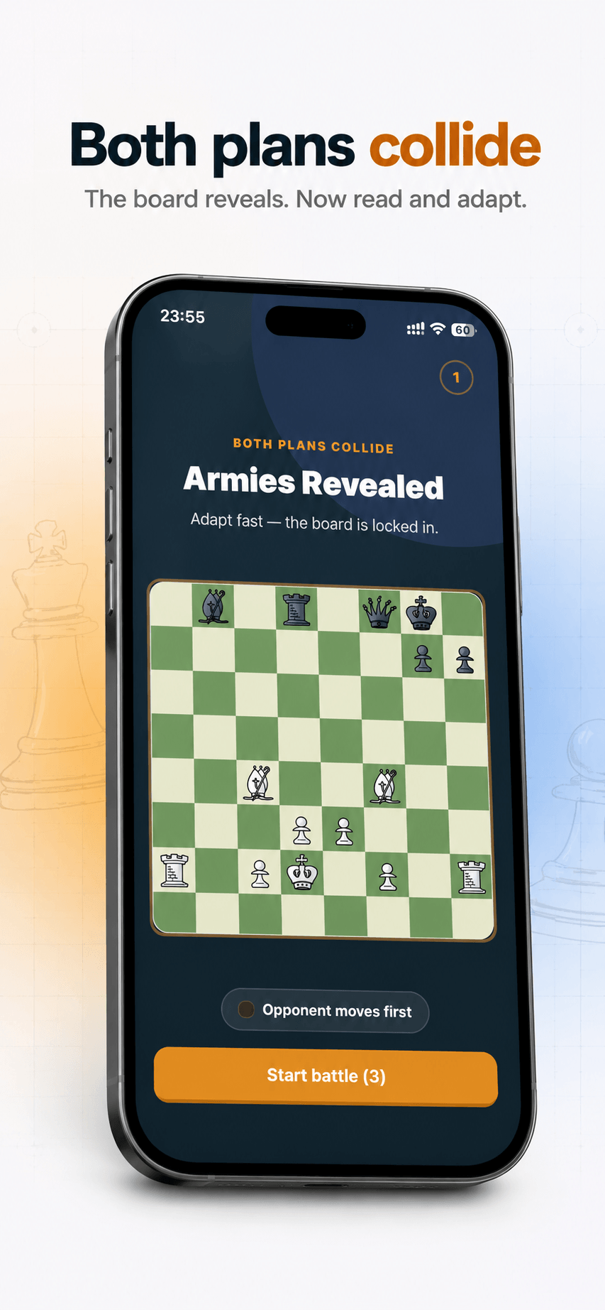 Armies Revealed screen: the full board exposed for the first time.
